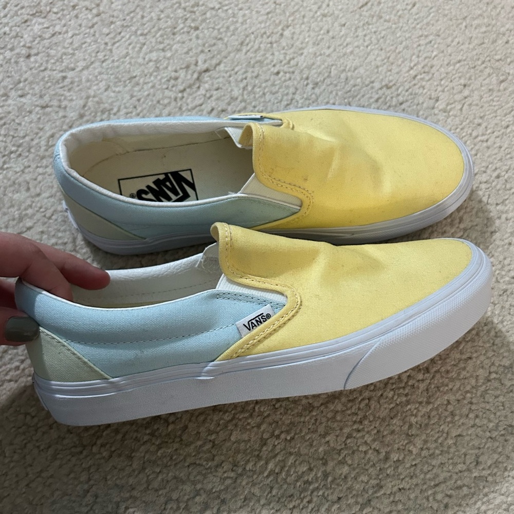 Vans Two-Tone Yellow and Blue Slip-Ons